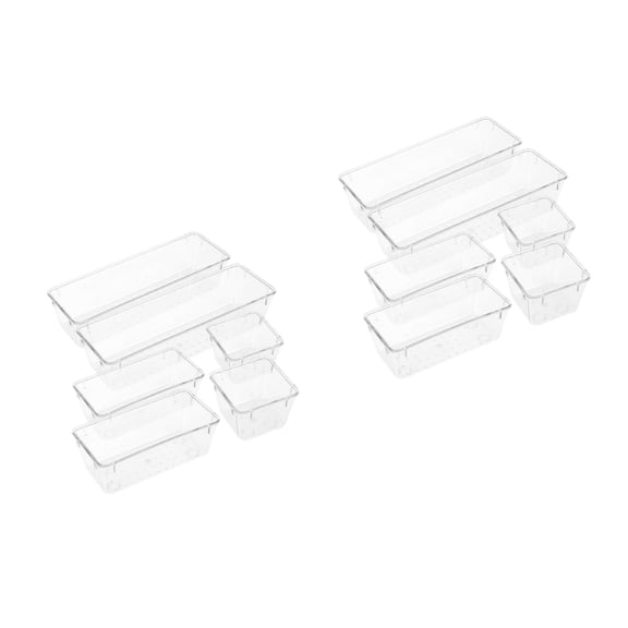 Raindrops 12 Pcs Clear Drawer Organizer Set Multi Functional Desk Trays for Makeup Office Supplies and Drawer Storage