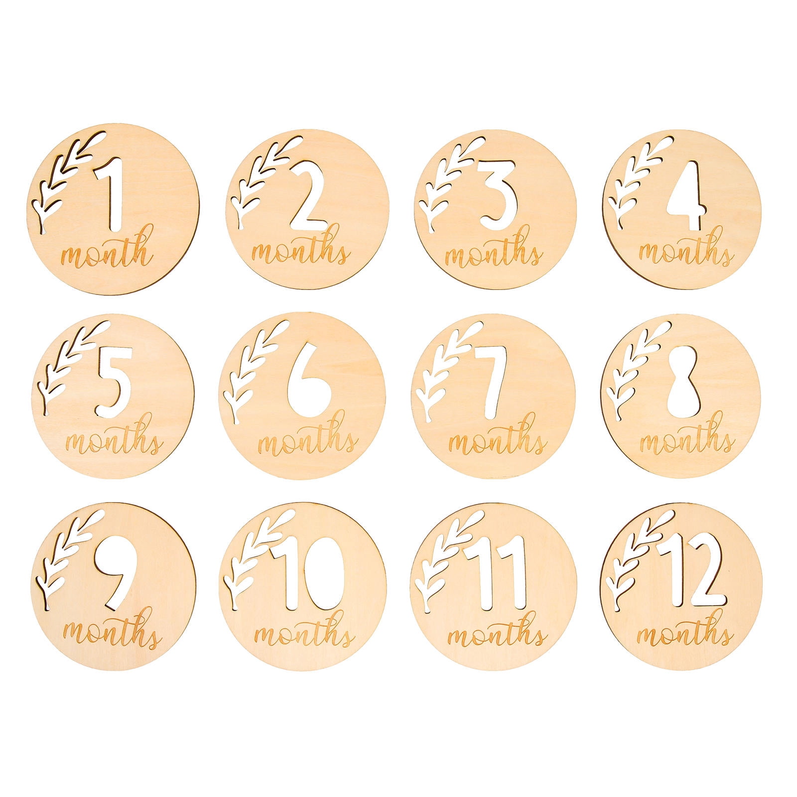 HOMEMAXS 12 Pcs Letter Banner Wooden Age Photo Milestone Cards for Baby ...