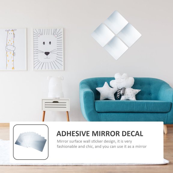 BEADCEST Adhesive Mirror Decal for Home Easy to Apply and Remove 12Pcs