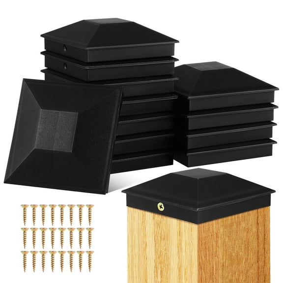 HOMEMAXS  12 Pcs Post Caps For Decking Fence Column Covers Posts Kit Black