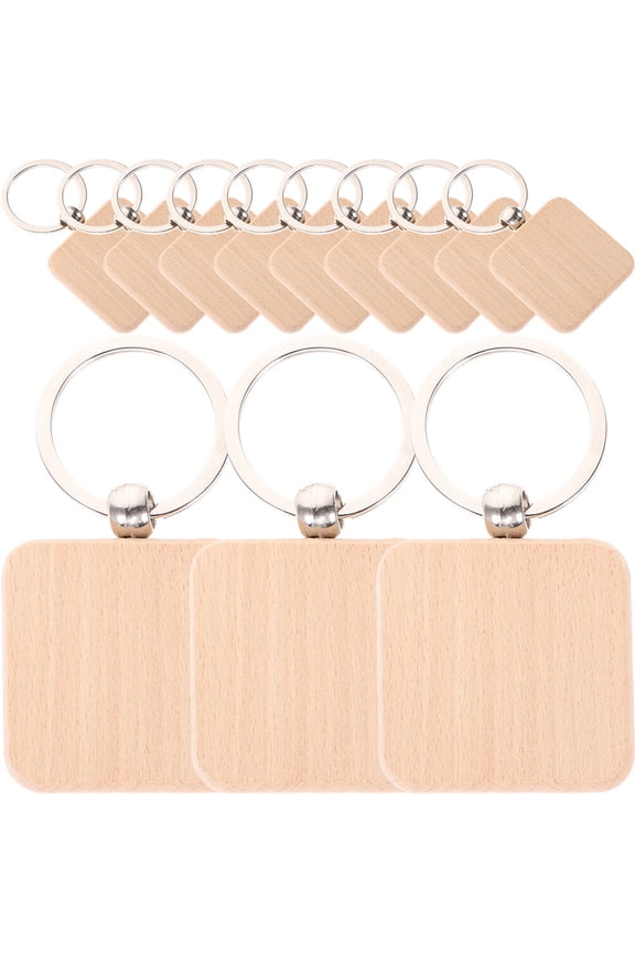 12 Pcs Wooden Keychain Keychains Storage Bins with Lids Labels Tabs Keyring