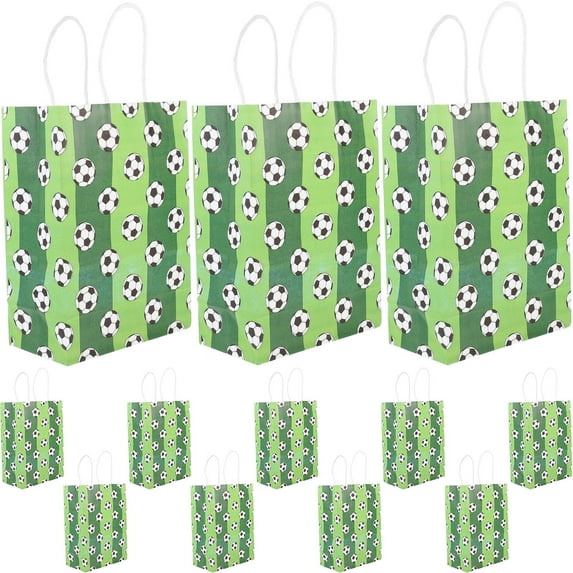 12Pcs Soccer Goody Bags with Handle Design for Birthday Party Gift Holding