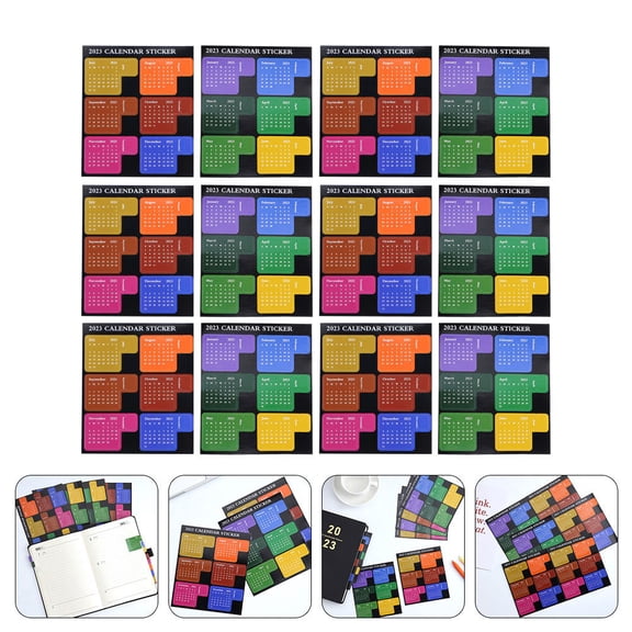 12 Sheets DIY Sticky Stickers Tabs Notebook Journal Monthly Calendar Office