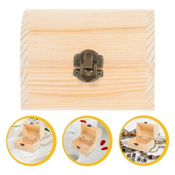 HOMEMAXS 12 X8.2CM Treasure Chest Unfinished Wooden Boxes Keepsake Storage Man