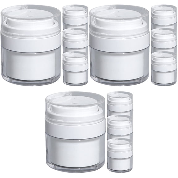 HOMEMAXS 12 pcs Airless Pump Jars Airless Lotion Container Multi-use Airless Cream Pump Bottle Jar