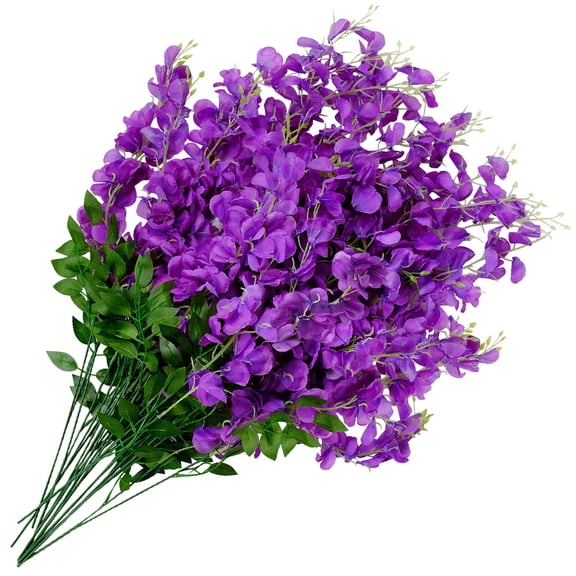 CRAFTHROU 12Pcs Simulation Purple Wisteria Flower Gar for Rustic Wedding and Party Decoration