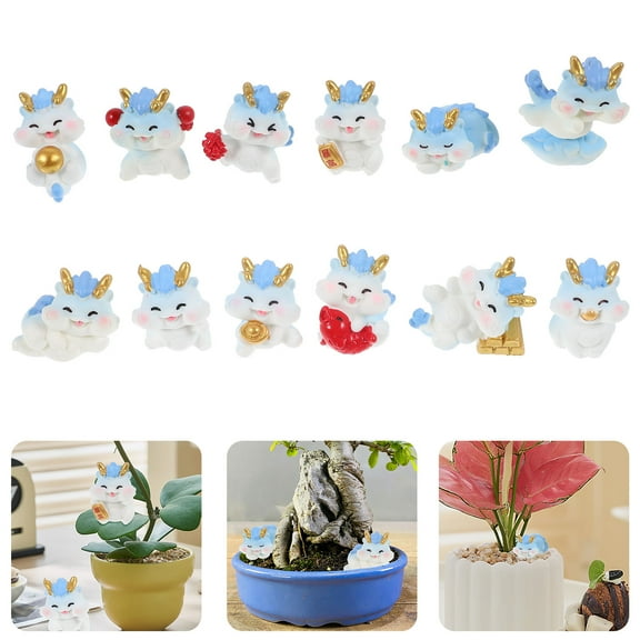 HOMEMAXS 12Pcs Desktop Dragon Figurine Lawn Yard Decoration Adorable Craft Dragon Statue for Garden (Mix Style)