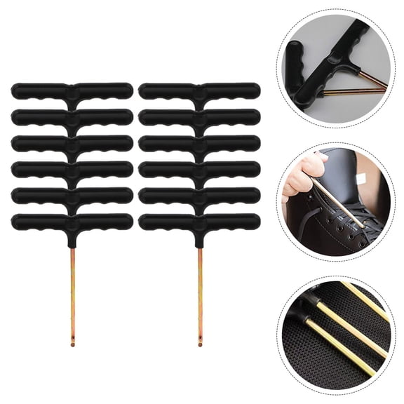 STRANDCHIC 12Pcs Portable Shoe Lace Pulling Tools with Sturdy One-Piece Plastic Handle and Metal Hook
