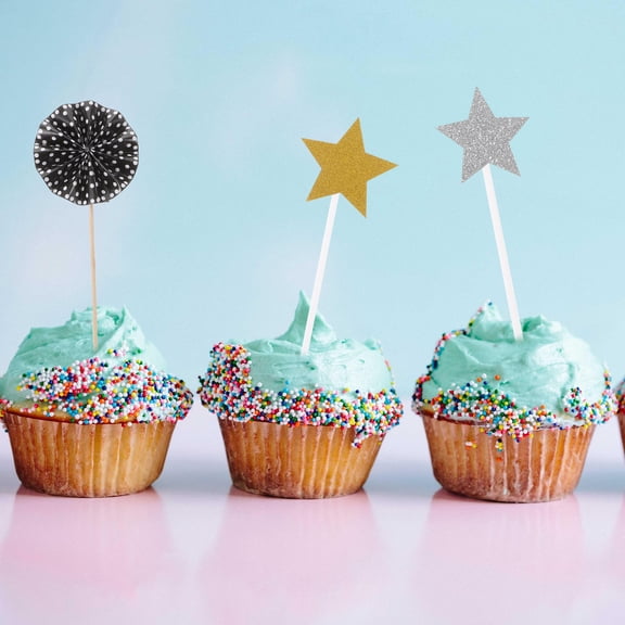 BEADCEST Black Cupcake Toppers, 12 Pieces - Ideal Birthday Cake Decorations for Parties and Celebrations
