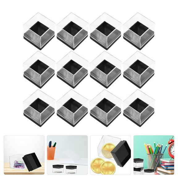HOMEMAXS 12pcs Cube Mineral Specimen Storage Cases Square Sample Displaying Boxes