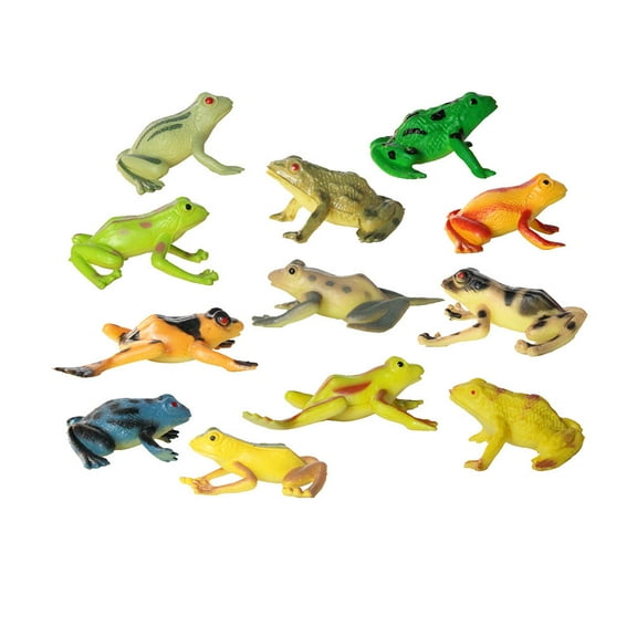 RENACLIPY Frog Figurine Set, 12 Assorted Color Simulation Animal Models, Educational Toys for Kids and Collectors