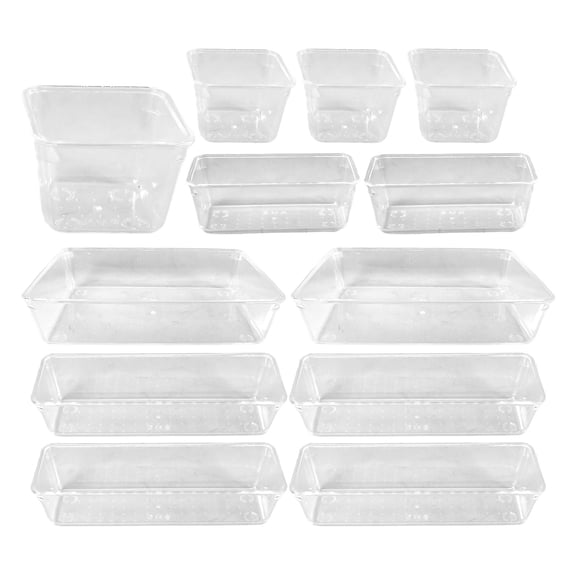HOMEMAXS 13pcs Plastic Dresser Drawer Organizers Drawer Storage Bin for Pens Gadgets