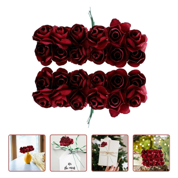HOMEMAXS 144 Pcs Handmade Paper Rose DIY Flowers Roses Crafts White Bride