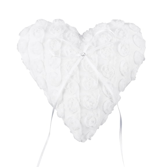 VERDANVERSE Wedding Ceremony Ring Bearer Pillow Lace Flower Decorated Heart Shaped Satin