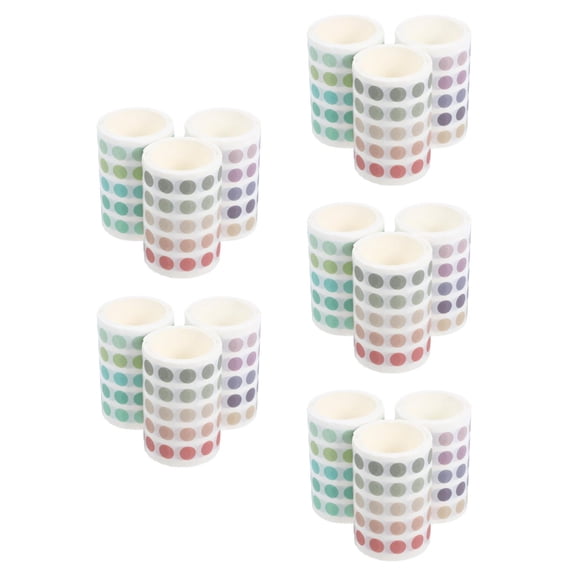 15 Rolls of Dot Washi Tape Stickers Round Stickers Decorative Round Labels Self-Adhesive Circles Crafting Stickers for Handbooks Notebooks Albums