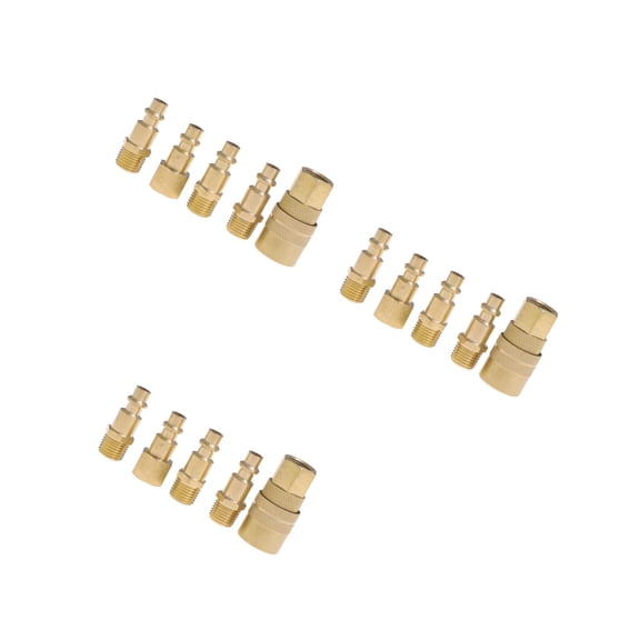 SILENRADAWN Golden Solid Brass Quick Coupler Set for Air Hose, Easy Connect and Disconnect, 15Pcs