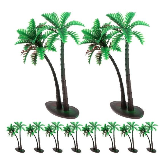 TABLZONE Set of 15 Artificial Coconut Palm Trees Green Plastic Lifelike Tropical Decor for Office and Home