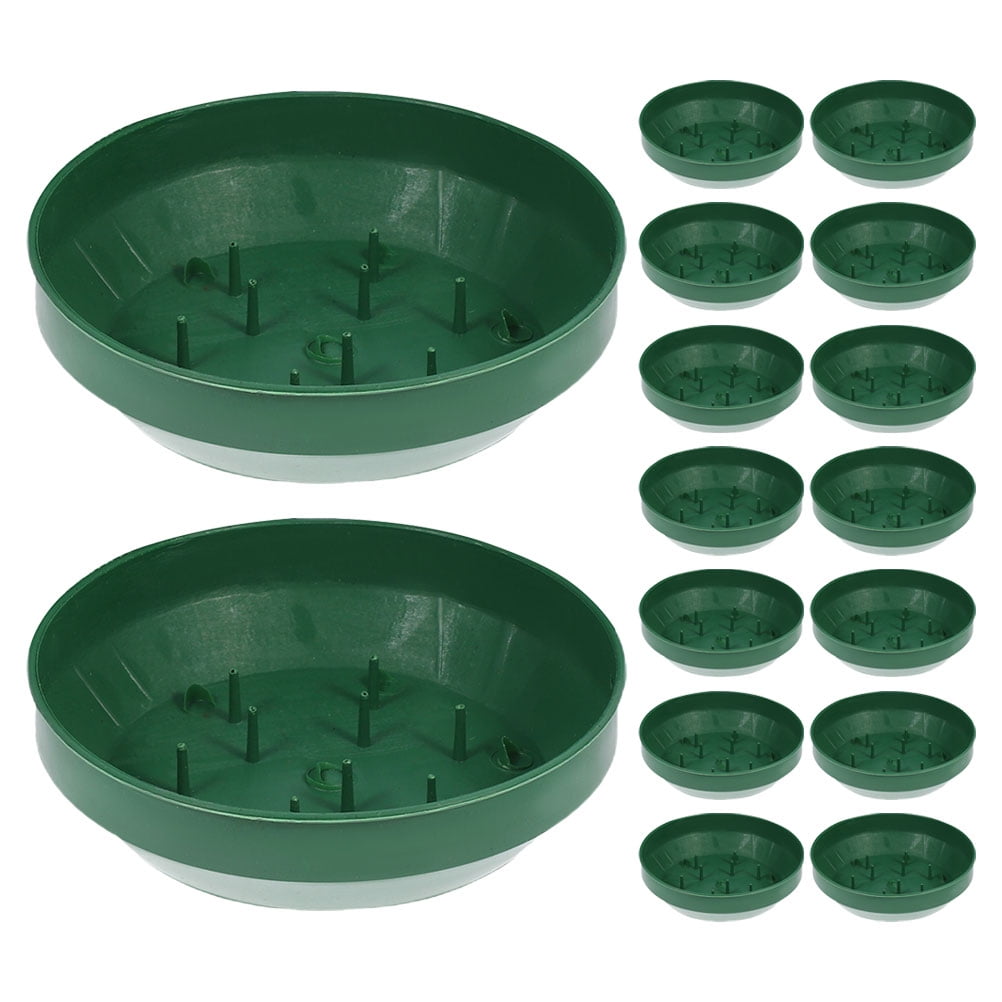 HOMEMAXS 16 Pcs Arrange Mousse Flower Mud Fixing Plate 14.50X14.50X4.00CM Green