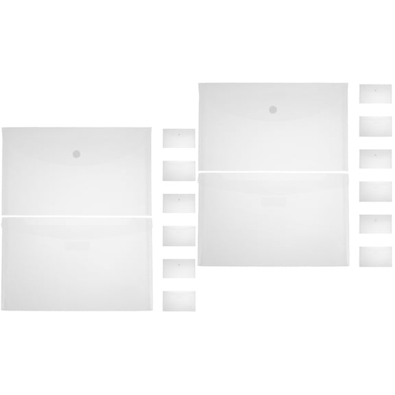 HOMEMAXS 16 Pcs  Document Folders Snap Button Plastic Reusable File Envelopes Clear File Bags Document Bags