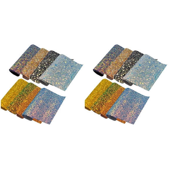 HOMEMAXS 16 Pcs Faux Leather Sheet Printed Leather Sheets Glitter Dotted Pattern for DIY (Assorted Color)
