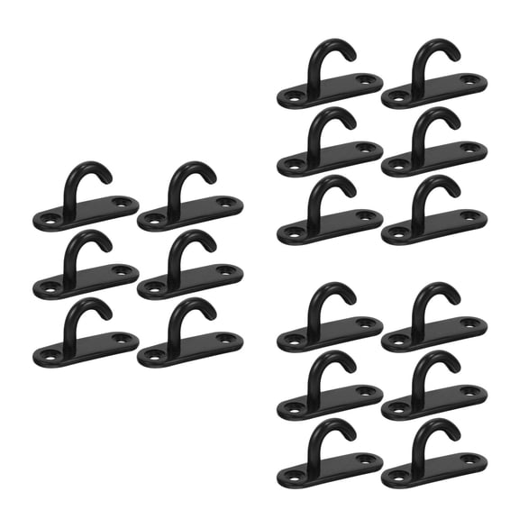 WEUVEB 18Pcs Heavy Duty Ceiling Hooks 304 Stainless Steel Wall Mount Pad Eye Plates Black