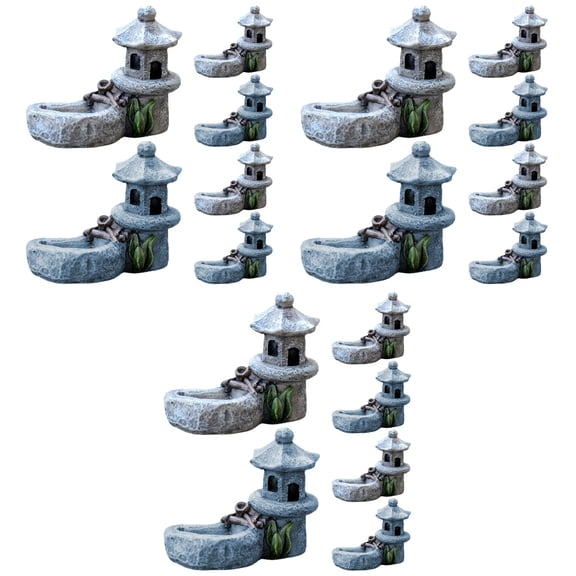 HOMEMAXS 18 pcs Miniature Tower Adornments Micro Landscape Decor Lifelike Mini Pond Tower Model Resin Craft
