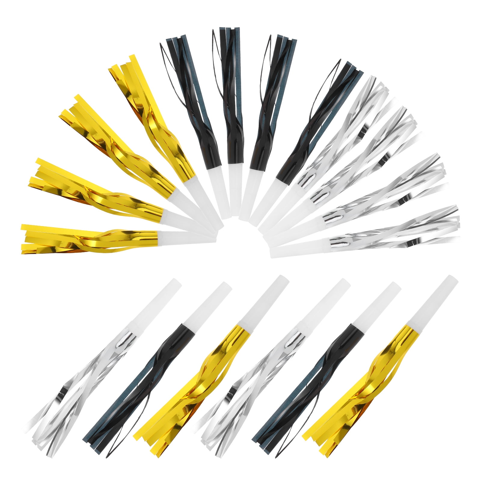 HOMEMAXS 18pcs Birthday Whistle Party Horn Noise Maker Party Blower Blowouts Noisemaker Metallic Fringed Party Blower For Birthday Graduation Events