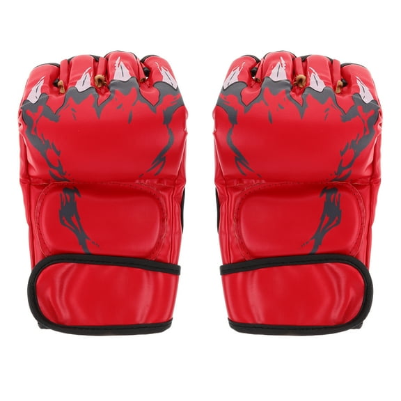 1Pair Half Fingerless MMA Gloves Half Finger Kickboxing Gloves Training Light Workouts Thai Gloves for Karate Taekwondo Powerlifting Martial Arts Training