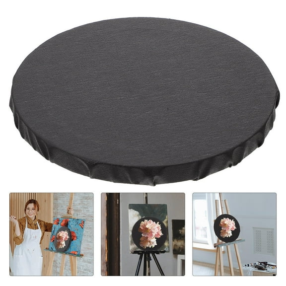 IFANLANDOR Stretched Canvas For Painting Black Cotton Round 1Set
