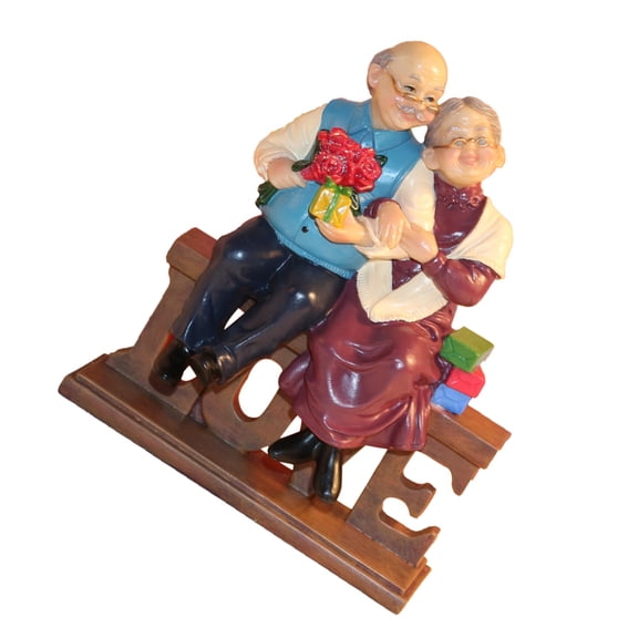 1Pc Wedding Party Statue Elderly Couple Resin Figurines Valentines Day Gift