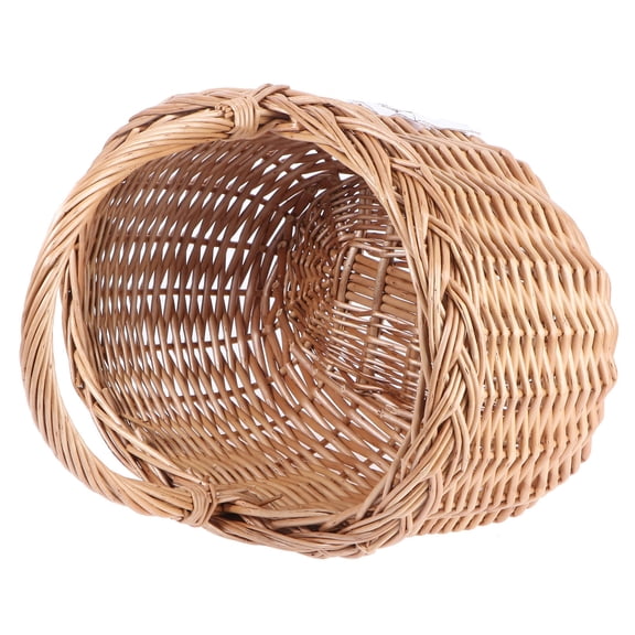 1 Pc Willow Weaving Picnic Basket Portable Outdoor Fruit Storage Holder Brown