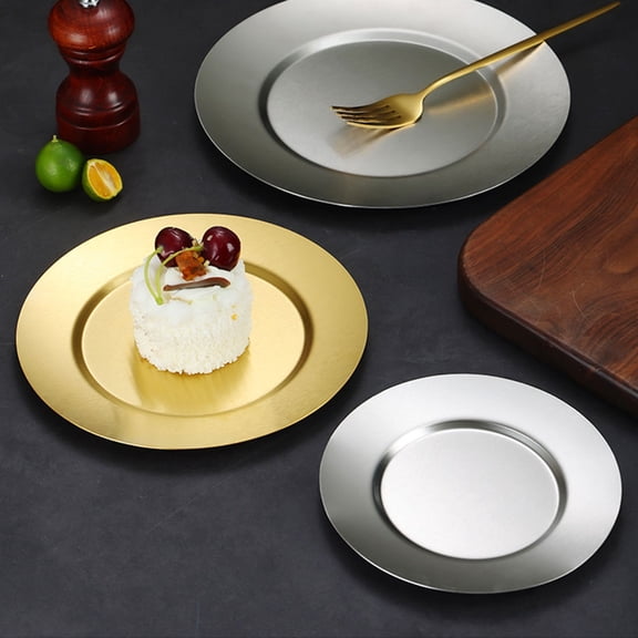 HOMEMAXS 1Pcs Stainless Steel Plate for Families and Children 5.7X5.7X0.4In