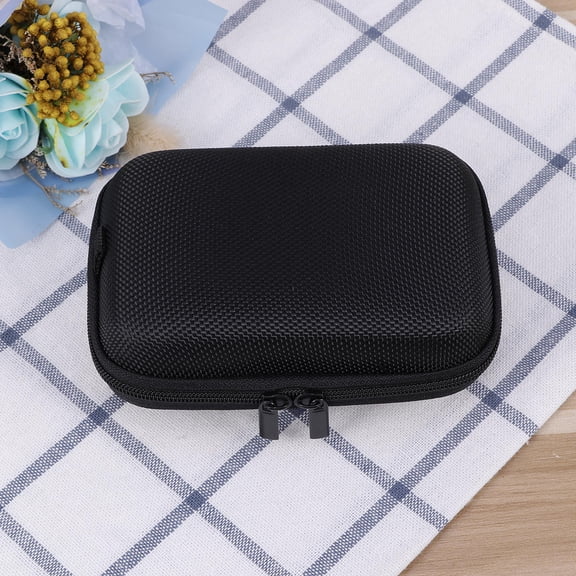 1Set Portable Data Cable Storage Box for Chargers and USB Cables Black Rectangular Fabric 9.5 x 4.5 x 13cm