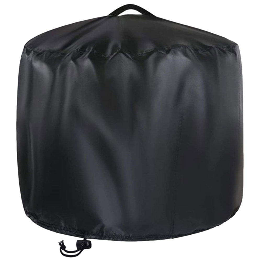 Round Fire Pit Cover Waterproof and Durable for Home with Drawstring Clasp Black 420D