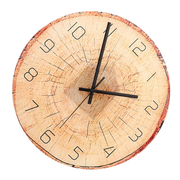 HOMEMAXS 1Set Round Wall Clock with Wood Grain for Home Decor in 11.8x11.8in