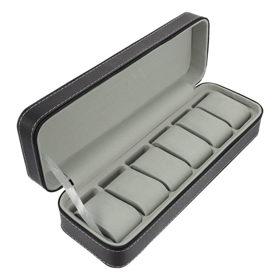 1pc 6-Slots Watch Storage Case PU Jewelry Box Delicate Watch Storage Organizer