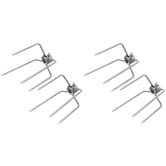 HOMEMAXS 2 Count Charcoal Rotisserie Barbecue Fork Outdoor Barbecue Tool Silver