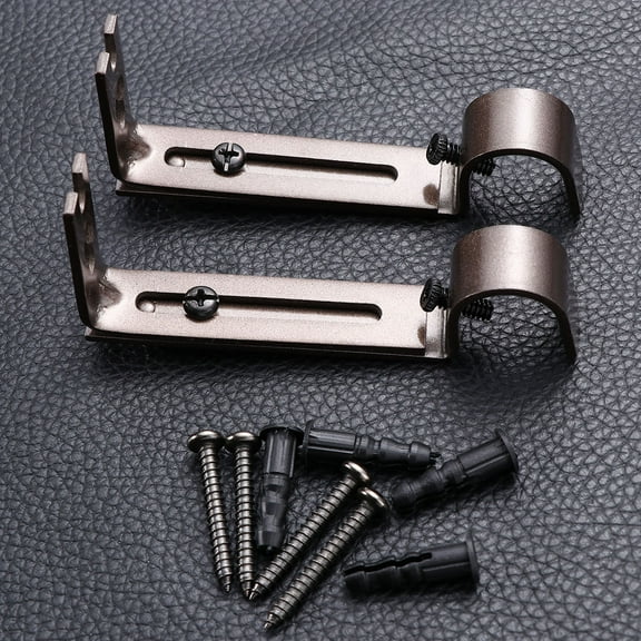 2 PCS Curtain Rod Bracket Tap Brackets for Rods No Drill Curtains Coffee