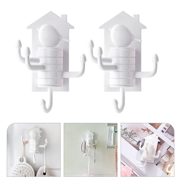 HOMEMAXS 2 PCS Modern Adhesive Wall Hooks Kitchen Hooks Rotation Hanger 9.8*5.9cm