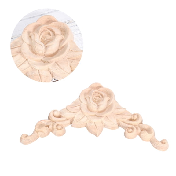 HOMEMAXS Wood Carved Corner Onlay for Decor Beige Composite Materials Easy to Install 2 Pieces