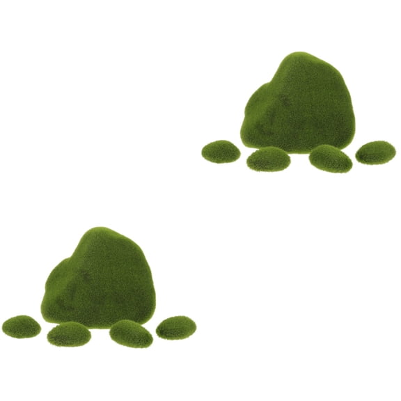 BEADCEST Green Faux Moss Stones for Decoration Lifelike Polystyrene Rocks  2Pcs