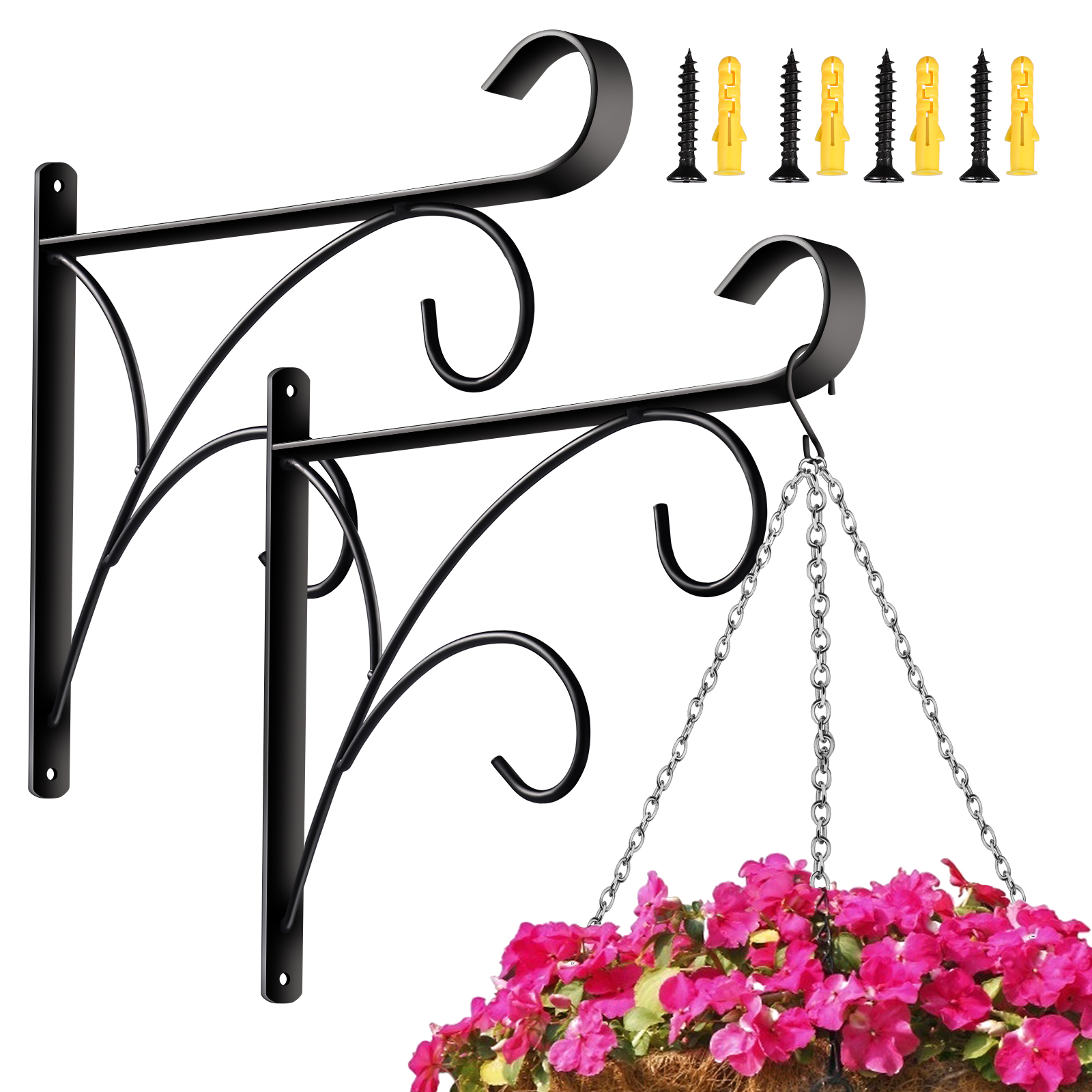 HOMEMAXS 2 Pack Hanging Plant Brackets Wall Mount Iron Hangers Hooks