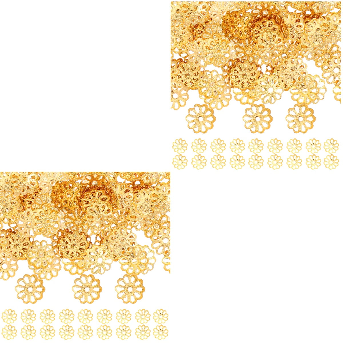 HOMEMAXS 2 Pack Spacer Beads Seed DIY Hollow Tori Jewelry Making Metal Flower Cap