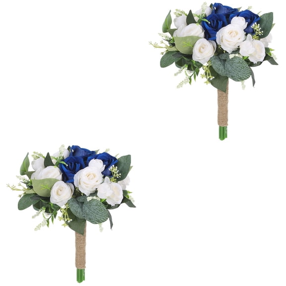 2 Pack Wedding Party Decoration Bridal Bouquets Photo Bride Blue
