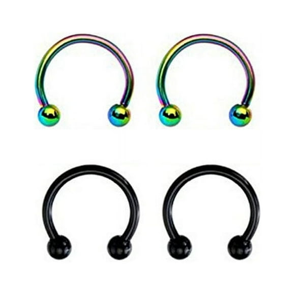2 Pair Septum Stainless Steel Nose Ring Titanium Piercing Circular Barbell