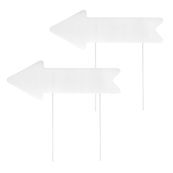 DIY White Plastic Sign Stand with Detachable Arrow for Outdoor Use 2 Pcs Yard Decor