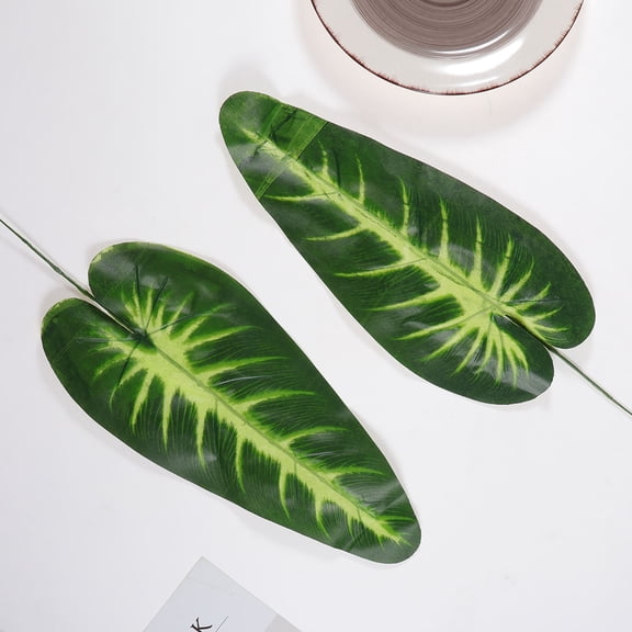 HOMEMAXS 2 Pcs Artificial Leaves Green for Home Kitchen Party Decorations Handcrafts (Elephant Ear Leaves)