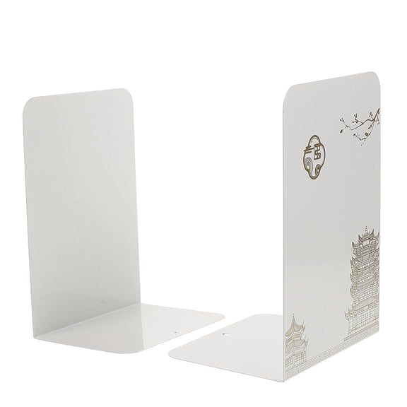 White Stainless Steel Bookends for Desk Organization with Adjustable Angle Creative Design for Home