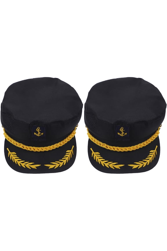 HOMEMAXS 2 Pcs Captain Hats for Men Captain Hat Festival Women's 9X20X26CM Black