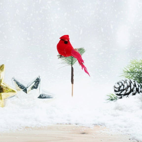 2 Pcs Cardinal Xmas Artificial Birds Red Decoration